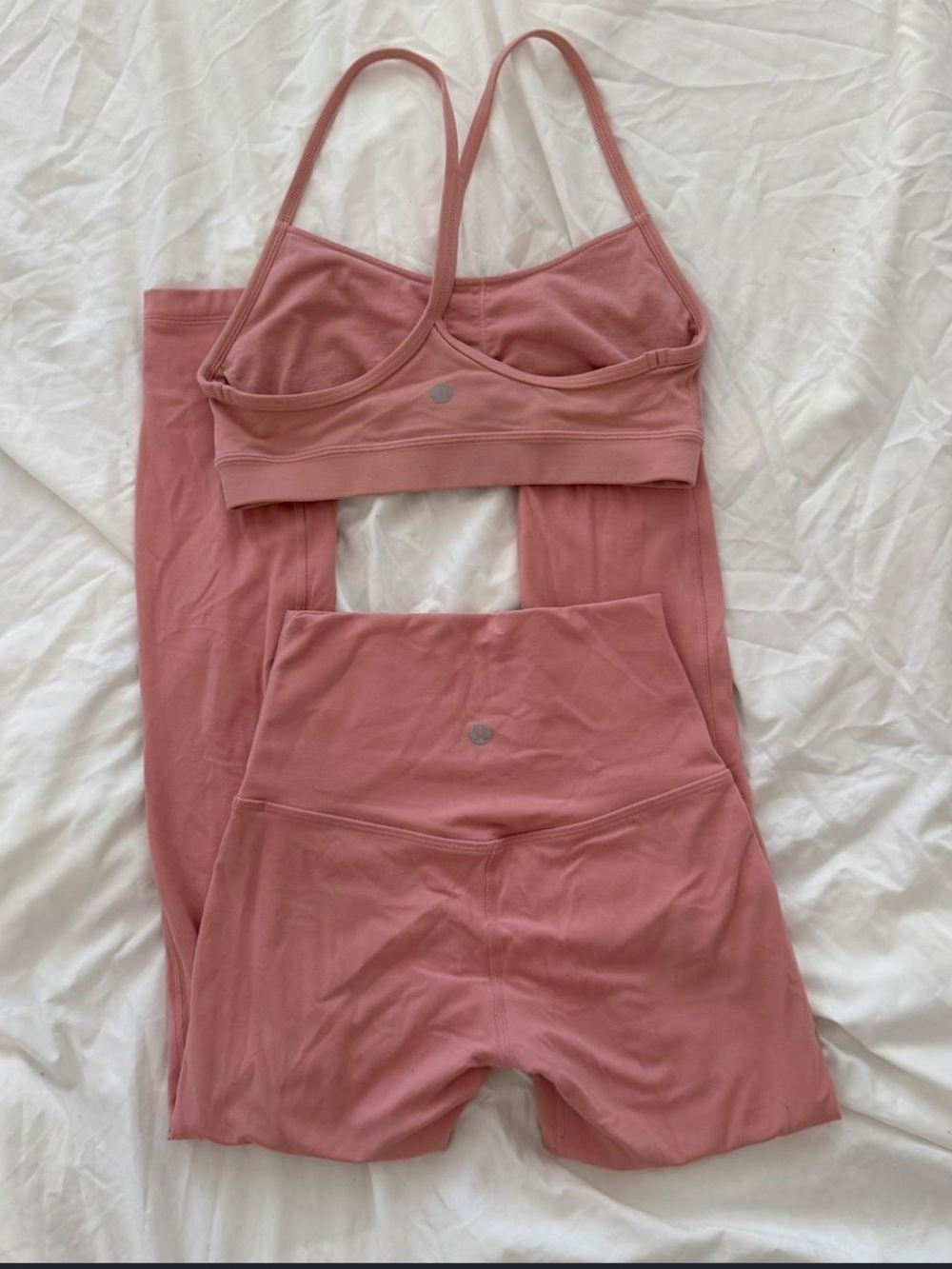 lululemon athletica Rose Pink Sports Bra and High-Waist Shorts Set